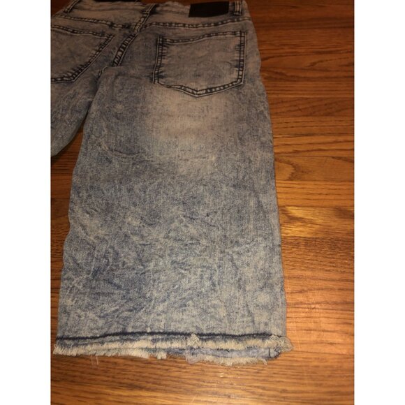 Encrypted Handcrafted Ice Wash Distressed Denim Shorts Size 38 - Picture 7 of 16